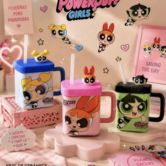 Mug Con tapa en Silicona 3D Chicas Súper Poderosas🌈